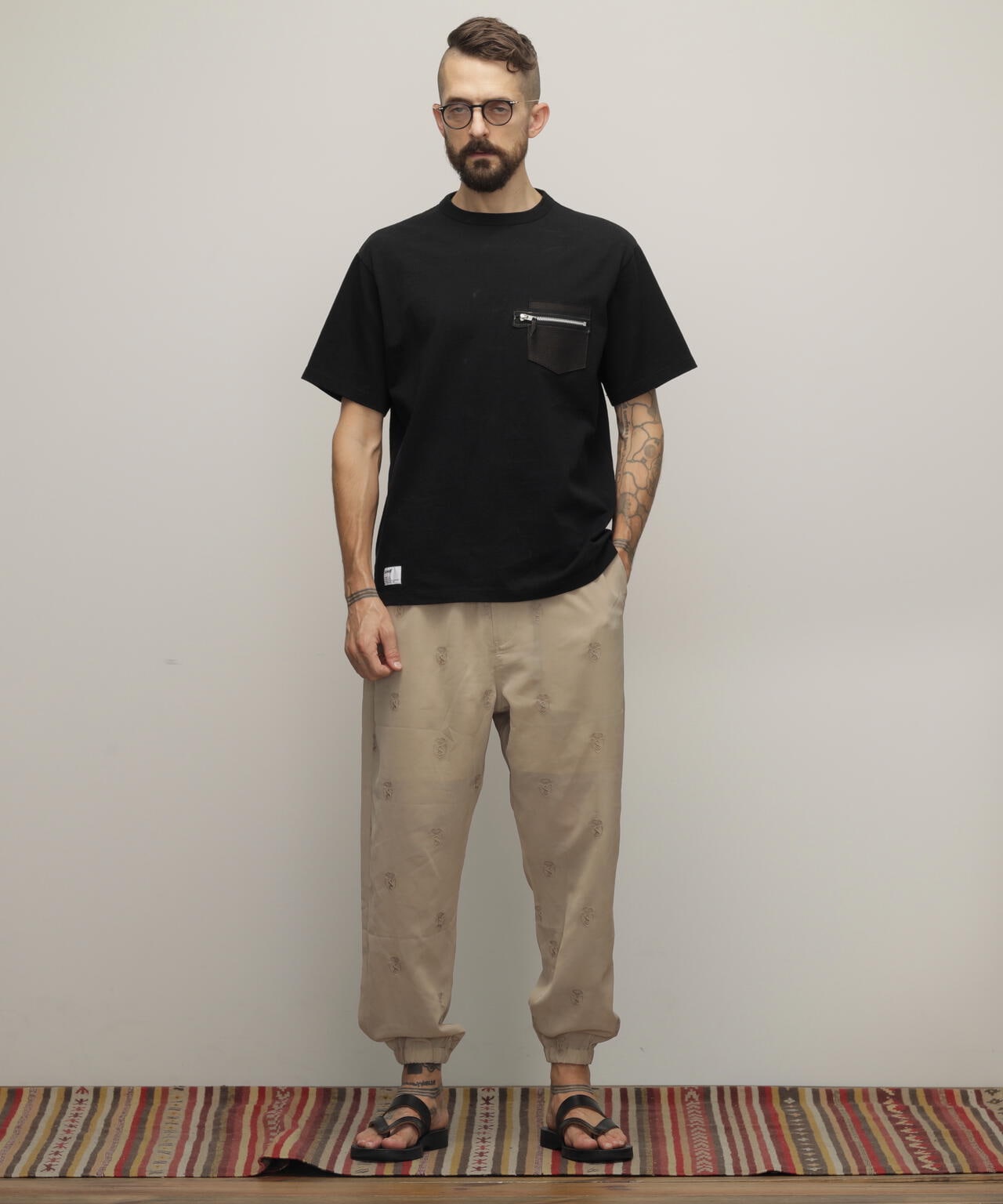 T-SHIRT CUSTOM ZIP LEATHER PKT/カスタムジップ レザーポケット T