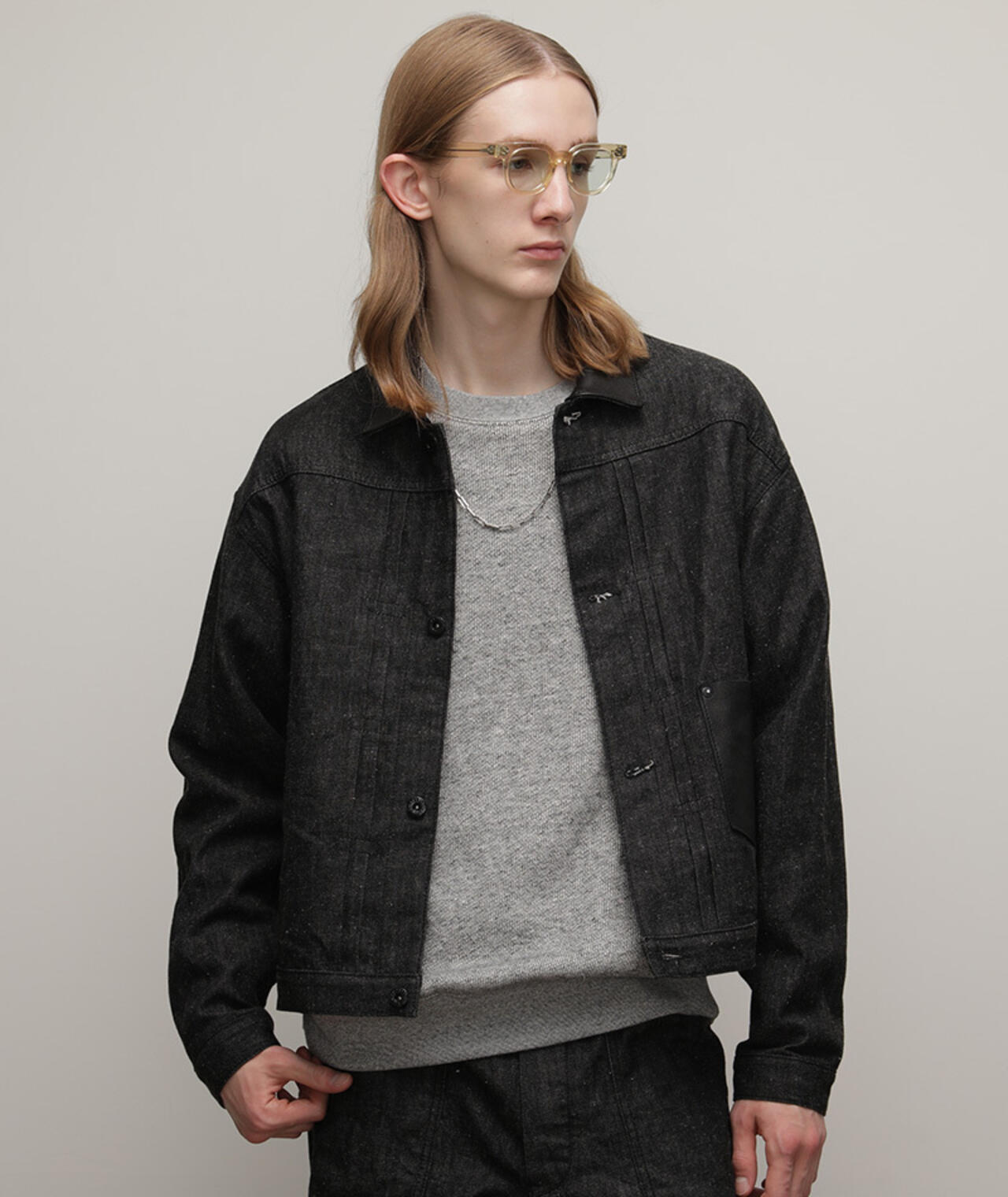 DENIM LEATHER COMBI G-JACKET 