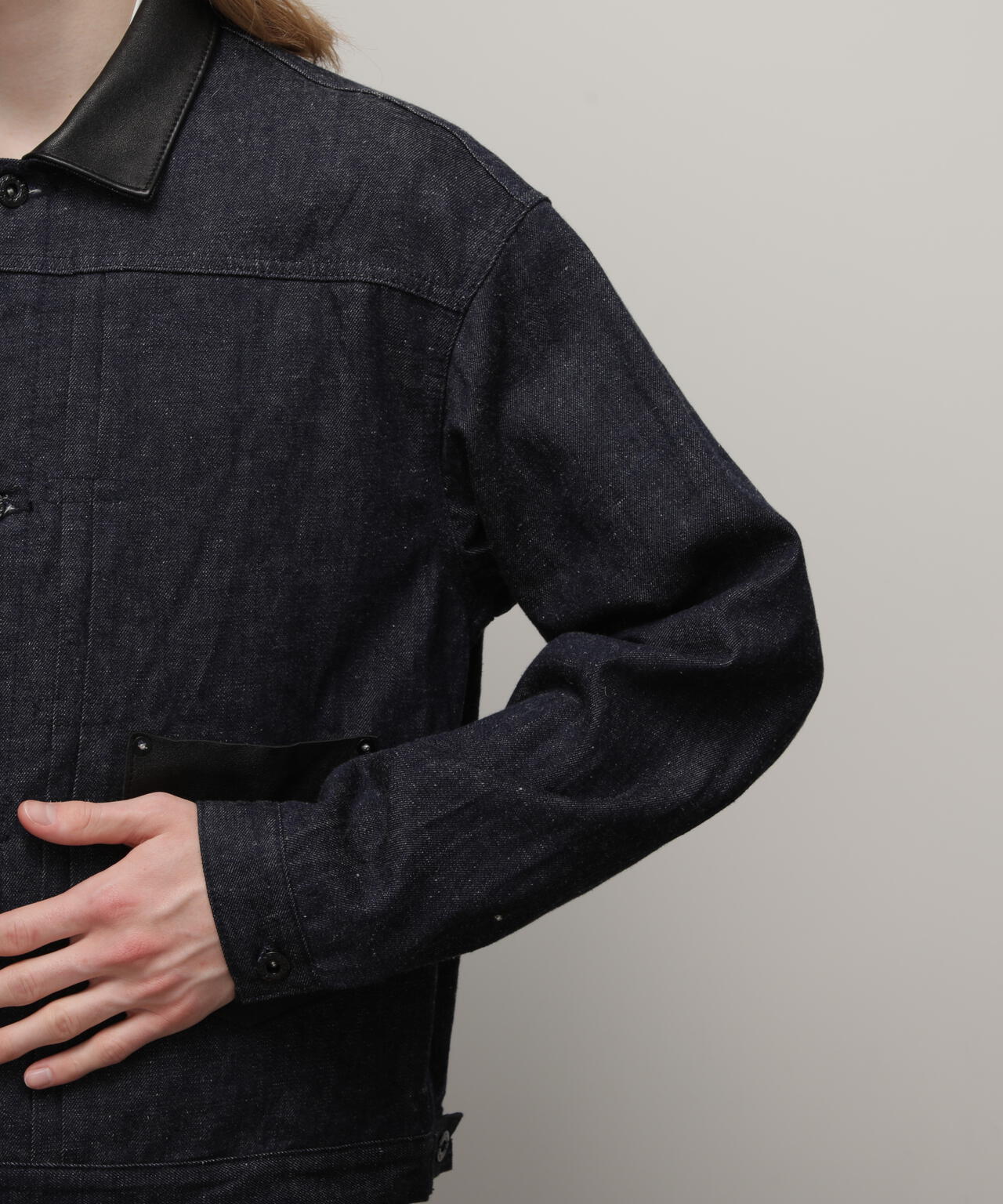 DENIM LEATHER COMBI G-JACKET 