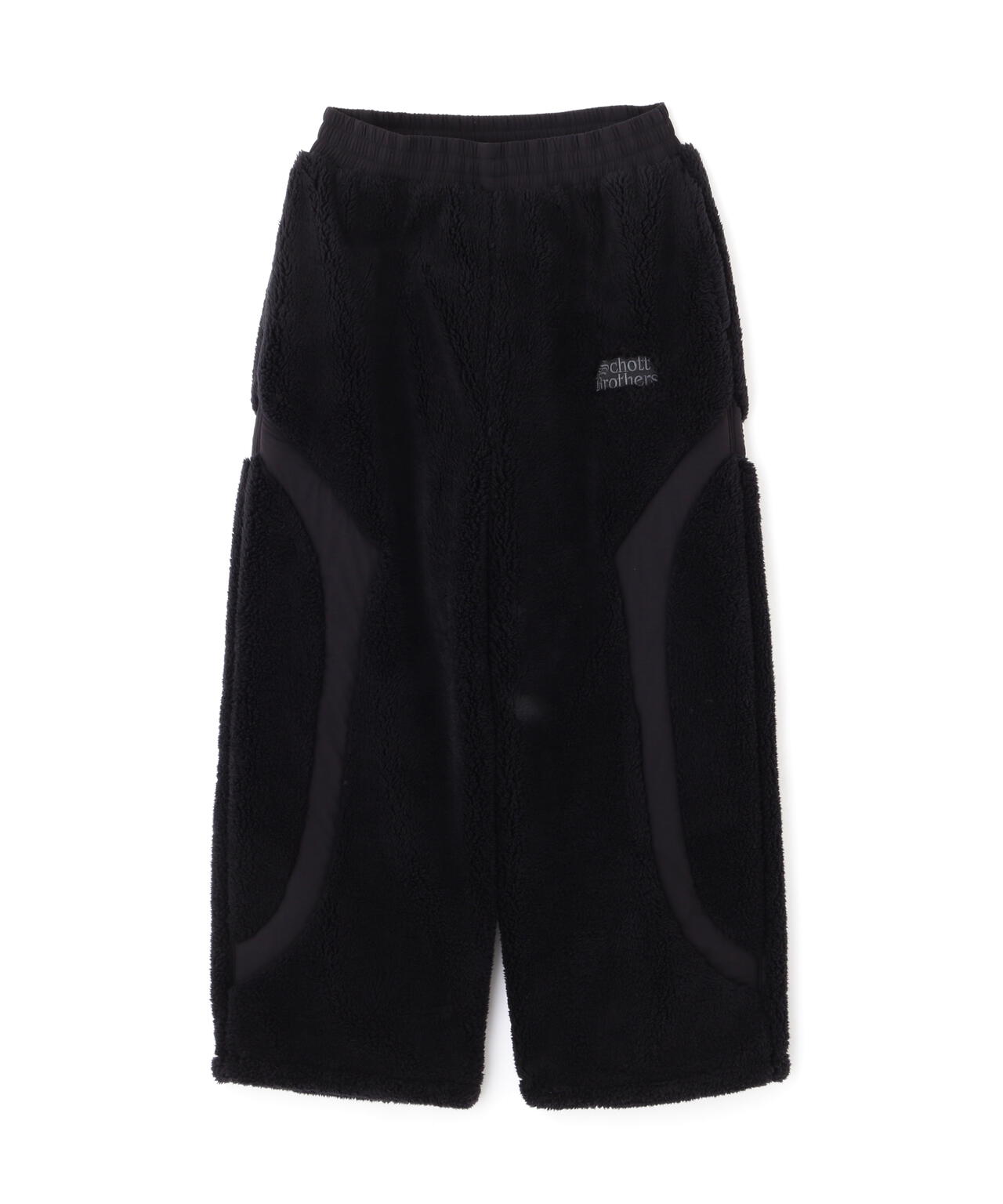 【裏地フリース・肉厚生地】SEESEE ナイロン フリースパンツ 黒L ロゴ刺繍 BLACK SHEEP/FLEECE PANTS/フリースパンツ | Schott（ショット