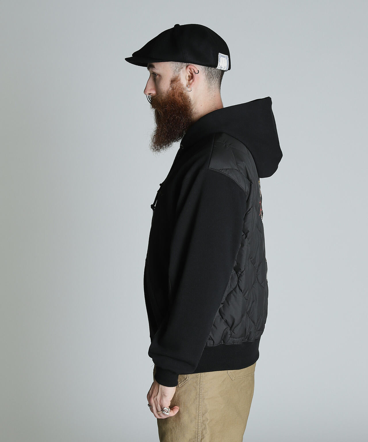 LADY WITH DRAGON QUILTED COMBI. ZIP HOOD/レディ ウィズ ドラゴン