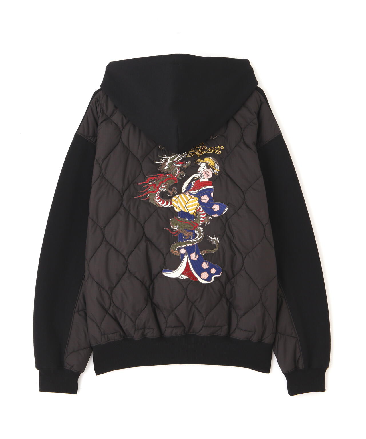 Schott（ショット）レディ ウィズ ドラゴン キルティング コンビ パーカー LADY WITH DRAGON QUILTED COMBI. ZIP HOOD/レディ ウィズ ドラゴン