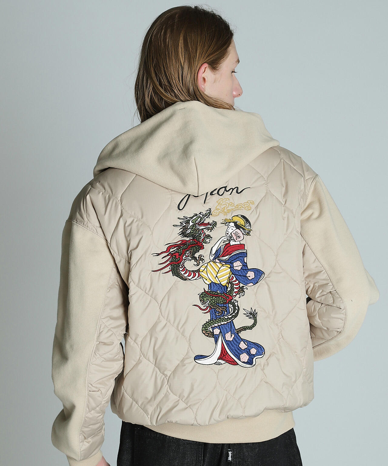 未使用Schott LADY WITH DRAGON QUILTED パーカー LADY WITH DRAGON QUILTED COMBI. ZIP HOOD/レディ ウィズ ドラゴン