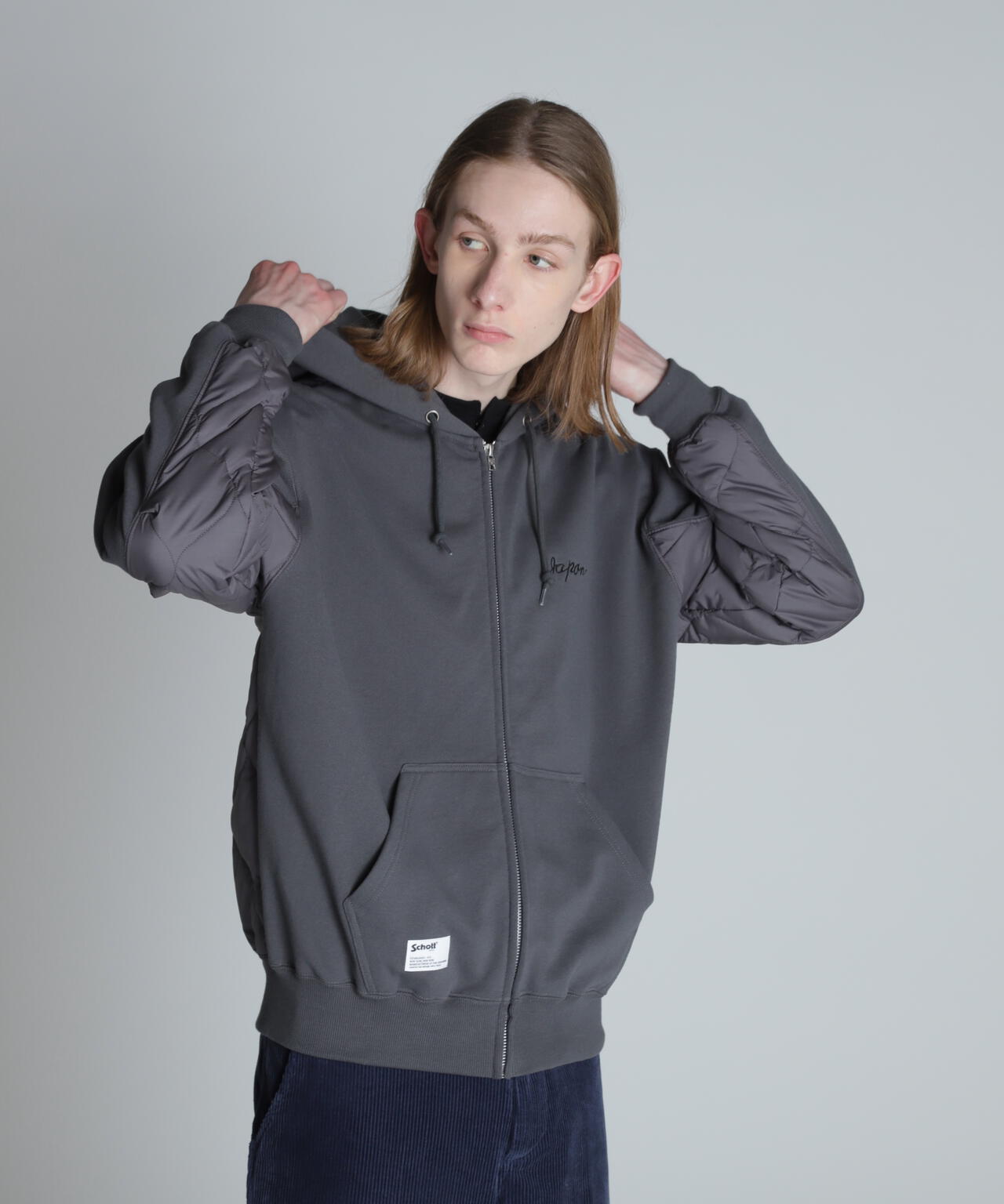 LADY WITH DRAGON QUILTED COMBI. ZIP HOOD/レディ ウィズ ドラゴン