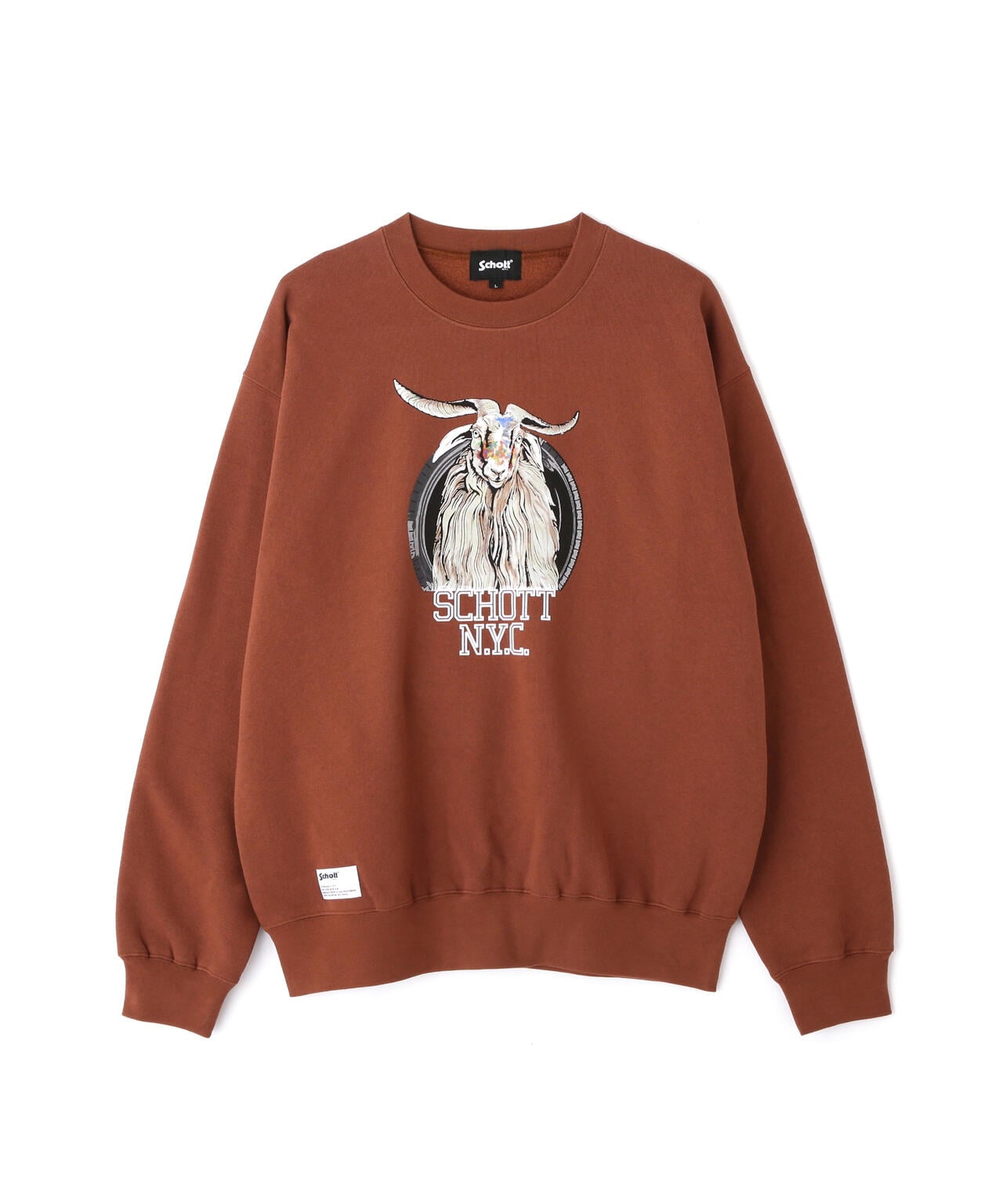 ショット（Schott）/COLOR FLOCKY  GOAT CREW SWEAT／カラーフロッキー ゴート クルースウェッ COLOR FLOCKY GOAT CREW SWEAT/カラーフロッキー ゴート クルー