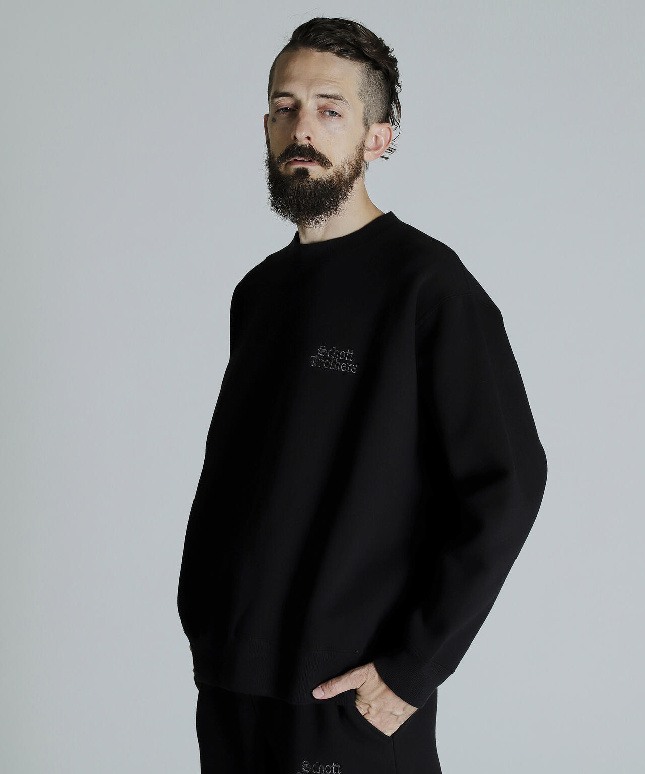 B.S. ファッション [【Schott】【ショット】] B.S.CREW SWEAT ブラック
