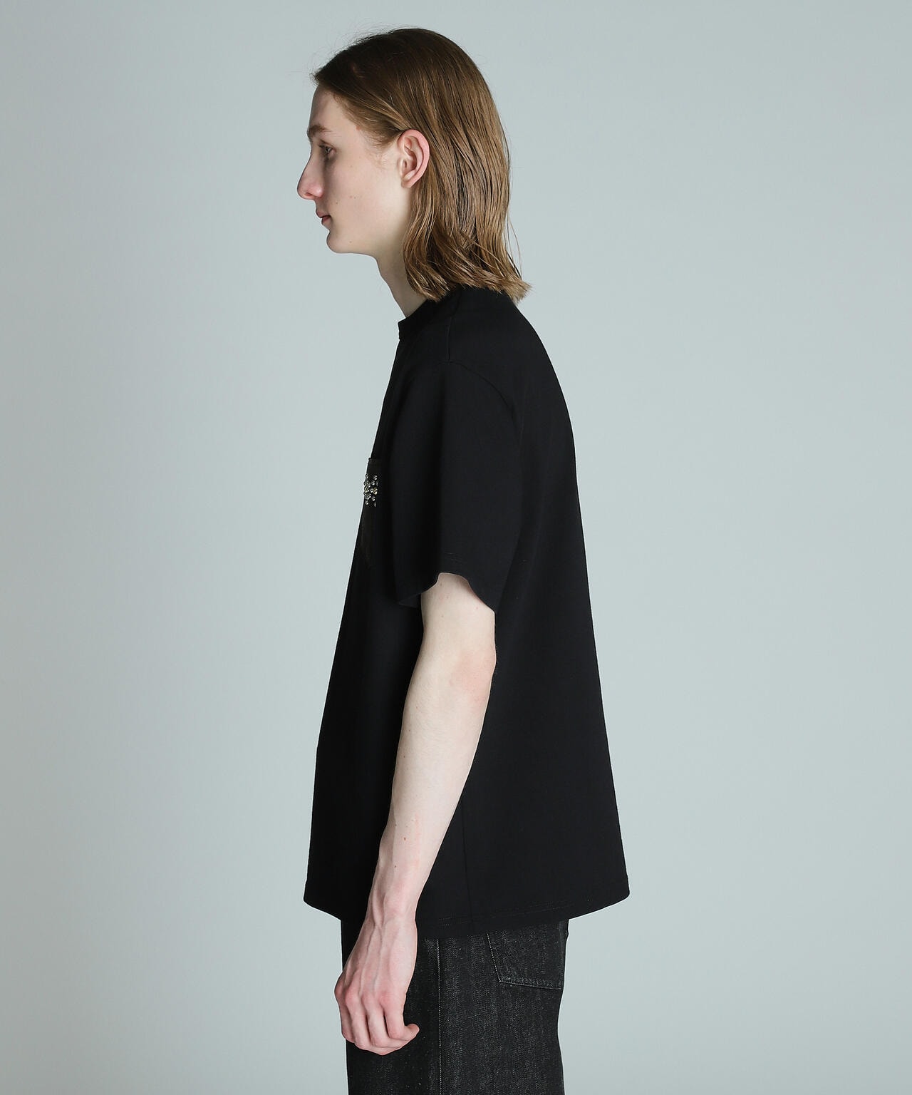 LEATHER POCKET DIAMOND STUDS T-SHIRT/レザーポケット ダイヤモンド