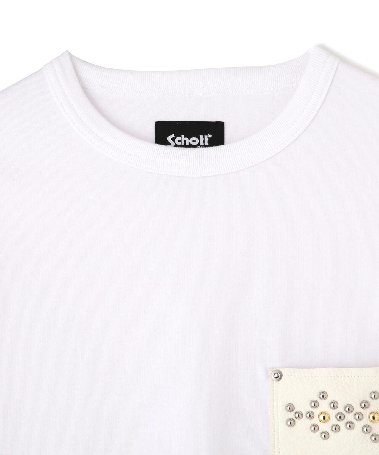 LEATHER POCKET DIAMOND STUDS T-SHIRT/レザーポケット ダイヤモンド