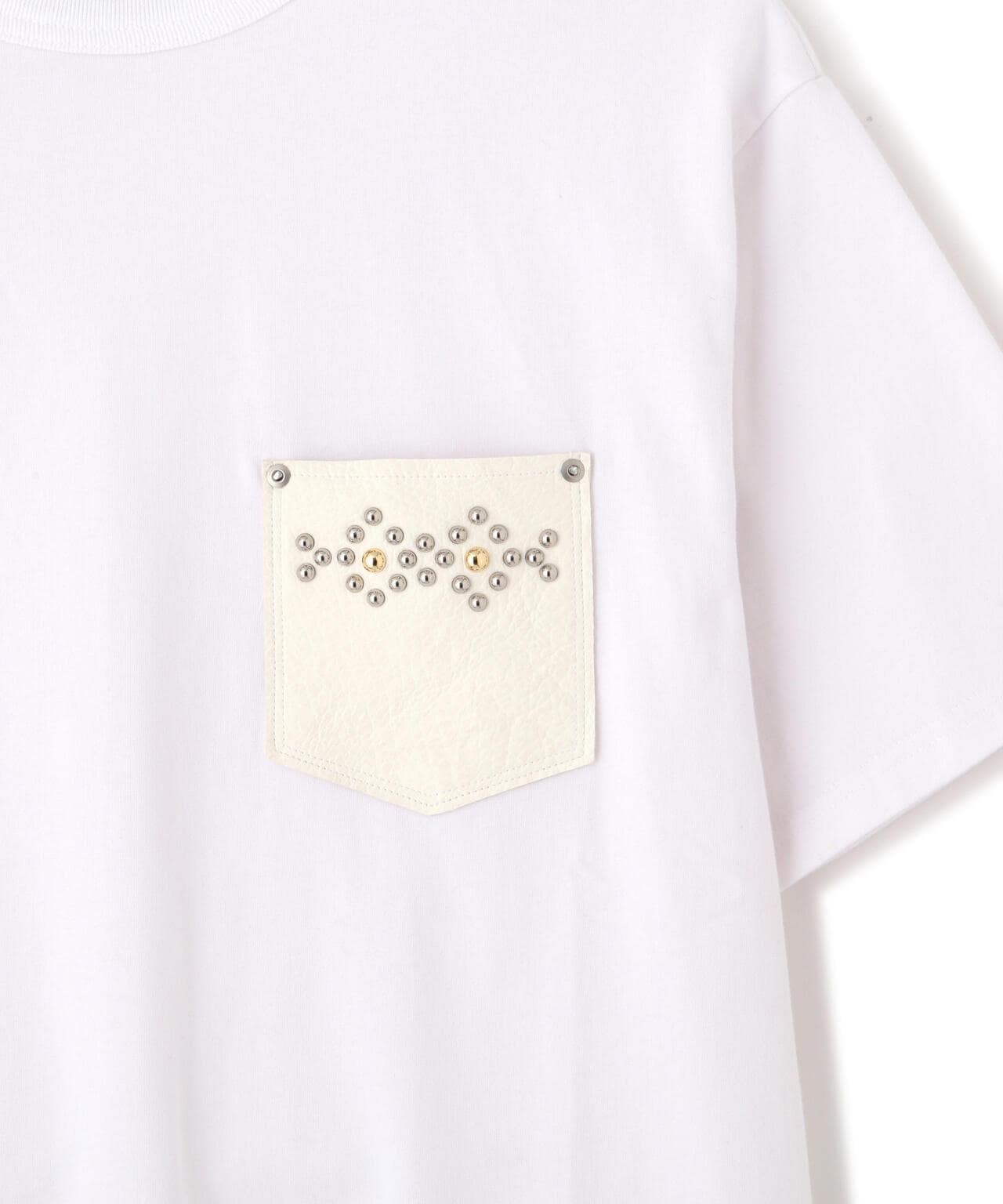 LEATHER POCKET DIAMOND STUDS T-SHIRT/レザーポケット ダイヤモンド