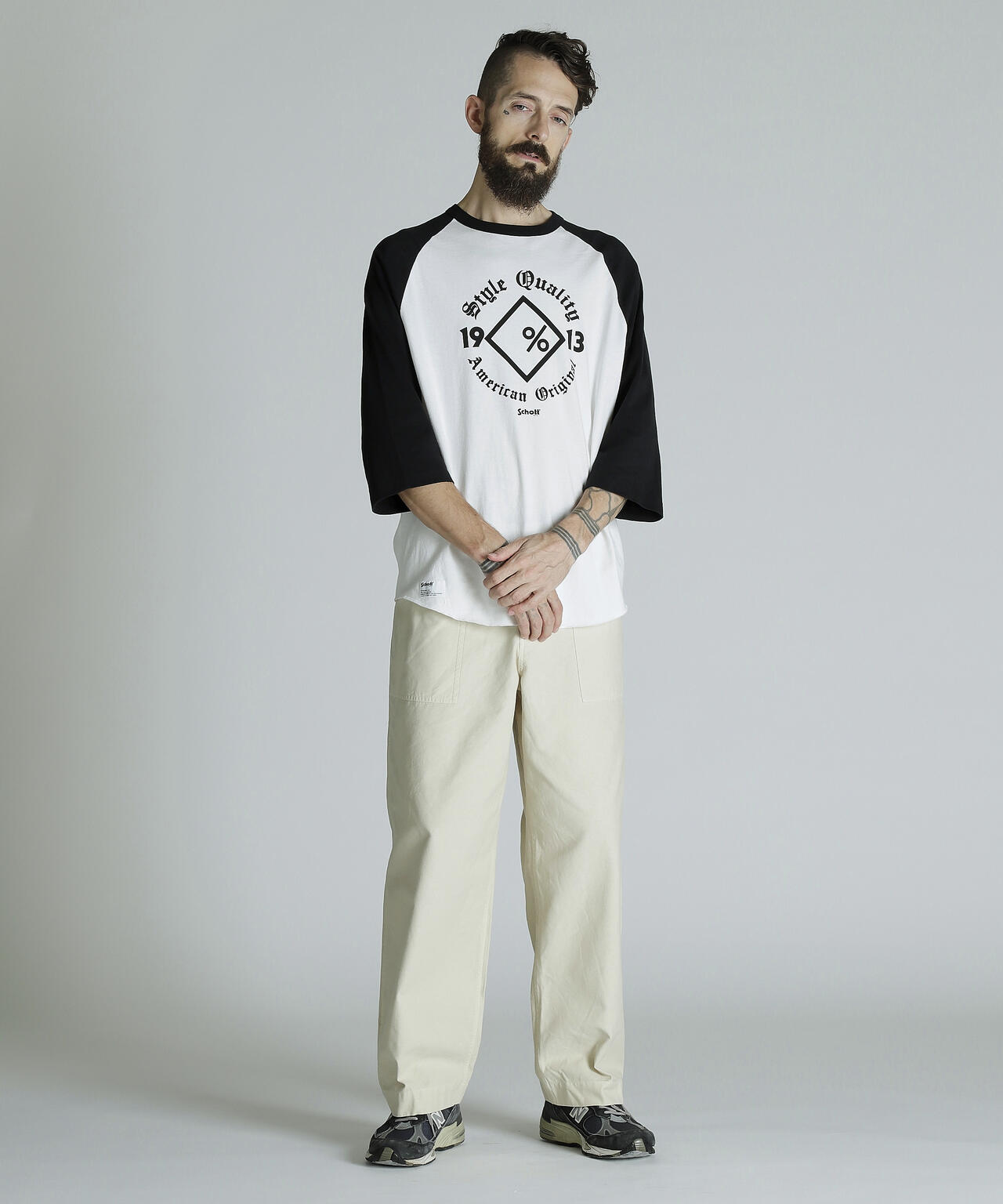 QS T-SHIRT DIAMOND/ラグラン Tシャツ ダイアモンド | Schott