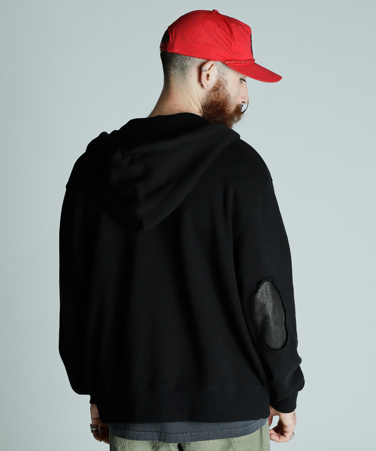 Schott エルボーパッチレザー　パーカー LEATHER ELBOW PATCH ZIP HOODED SWEAT/レザー エルボーパッチ ジップ