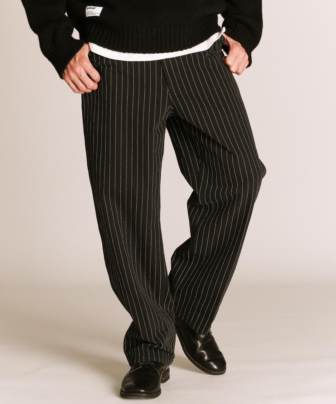 Schottストライプフリスコパンツ黒32 STRIPE FRISCO PANTS/ストライプ フリスコパンツ | Schott