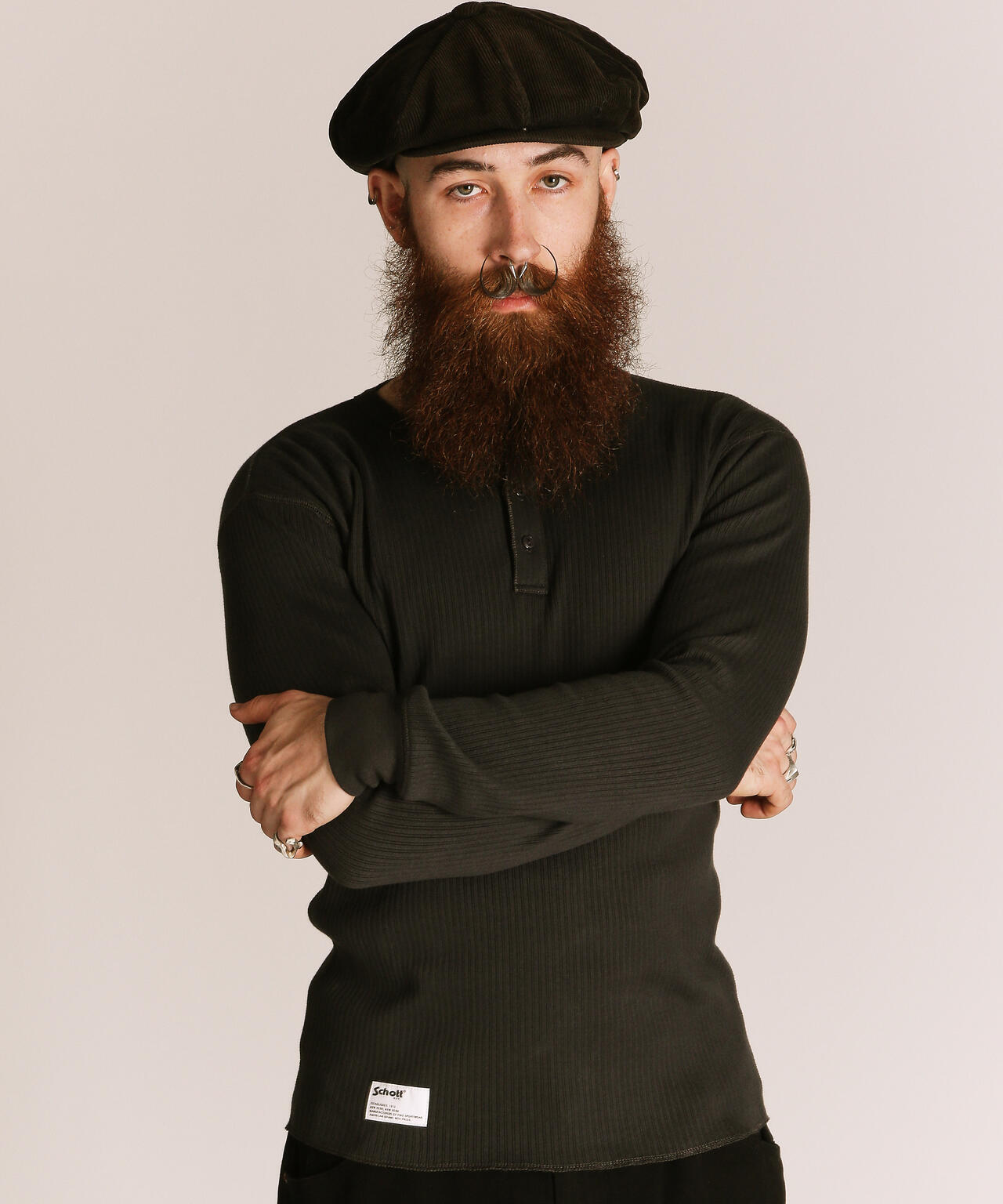 ARMY RIB HENLEY LS T-SHIRT/アーミリブヘンリーLS Tシャツ | Schott