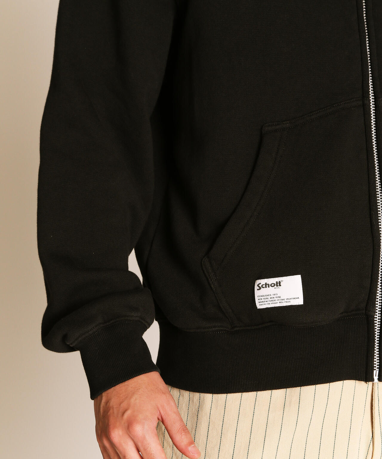 LEATHER ELBOW PATCH ZIP HOODED SWEAT/レザー エルボーパッチ ジップ