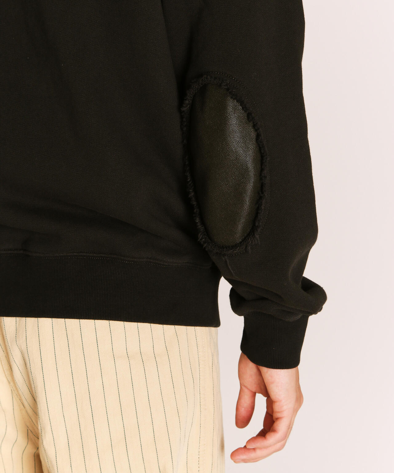 LEATHER ELBOW PATCH ZIP HOODED SWEAT/レザー エルボーパッチ ジップパーカー