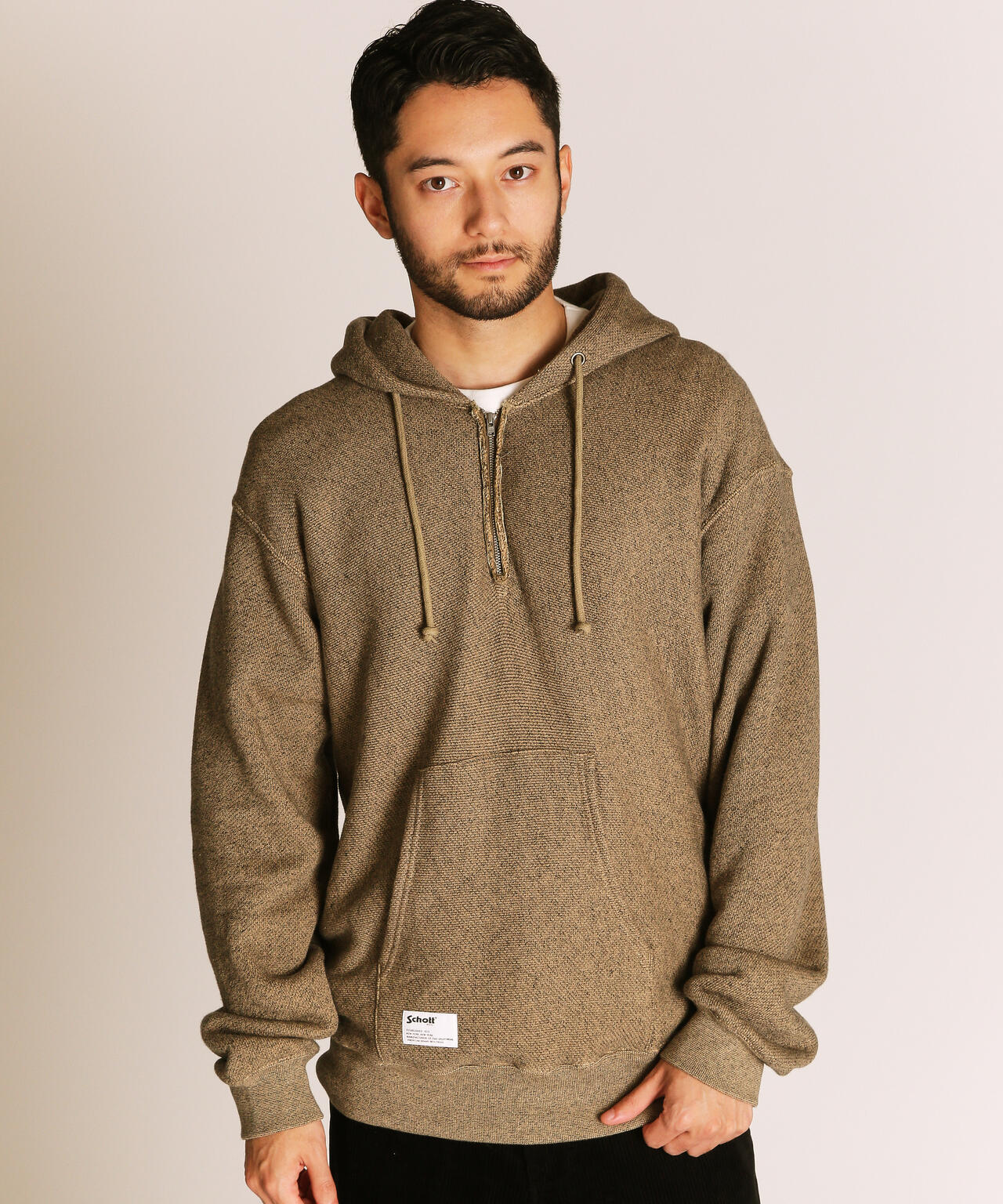 SALT AND PEPPER HALF ZIP HOODED SWEAT/ソルトアンドペッパー ハーフ