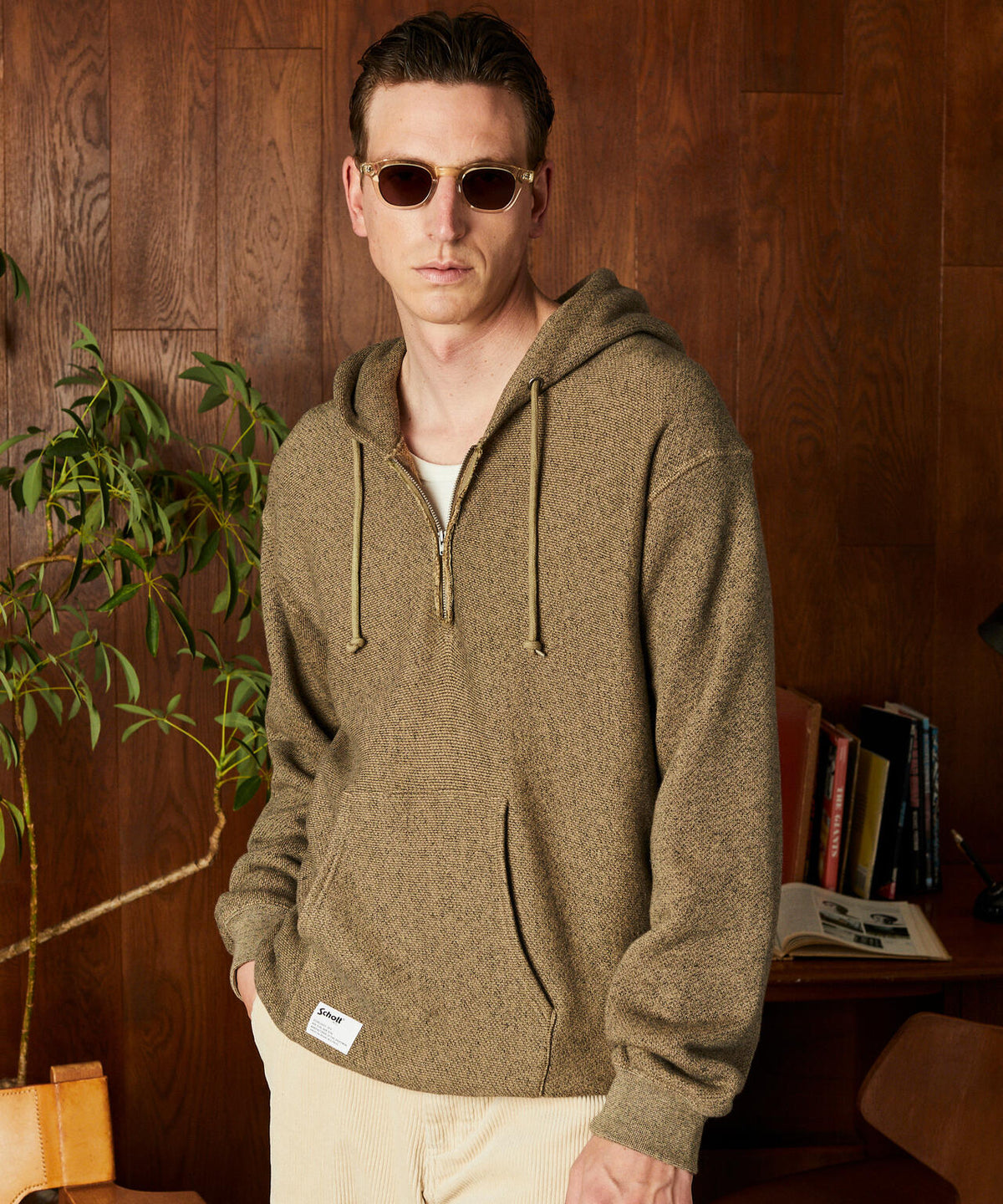SALT AND PEPPER HALF ZIP HOODED SWEAT/ソルトアンドペッパー ハーフ 