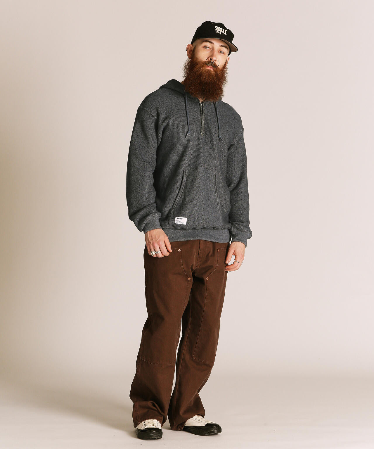 SALT AND PEPPER HALF ZIP HOODED SWEAT/ソルトアンドペッパー ハーフ
