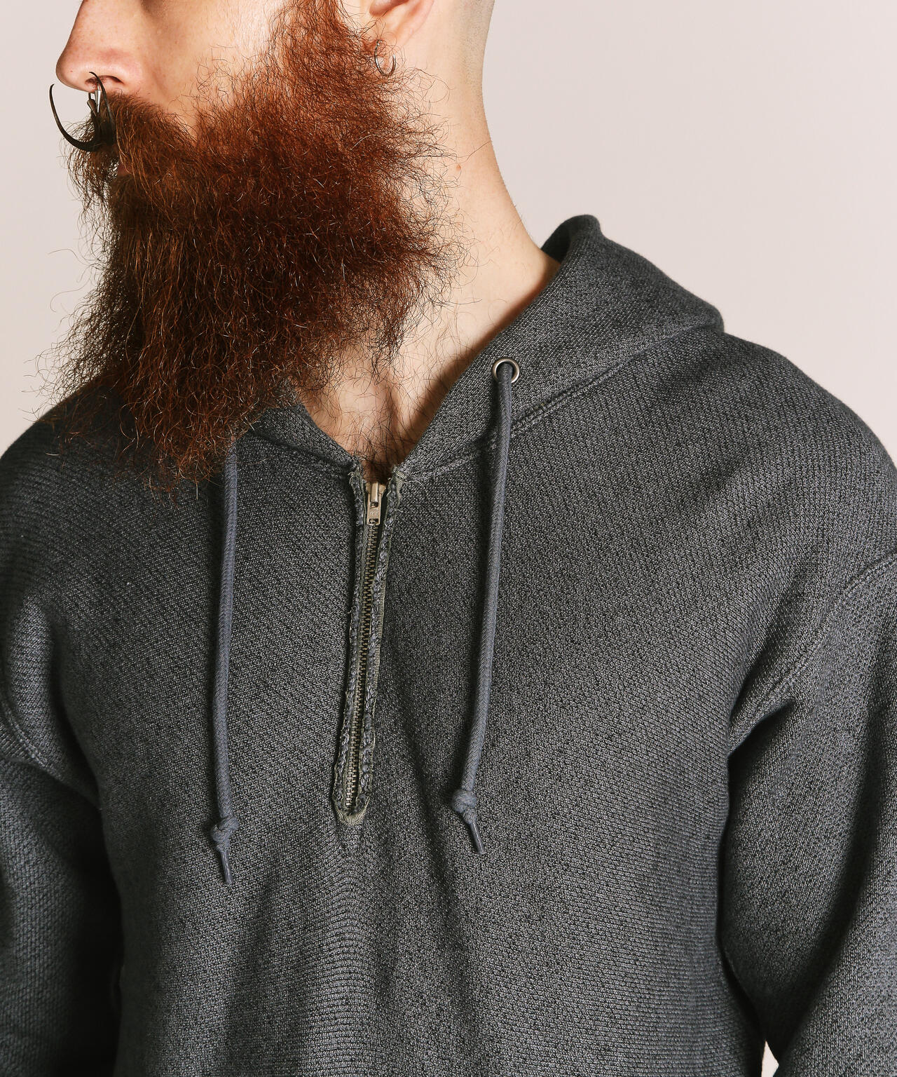 SALT AND PEPPER HALF ZIP HOODED SWEAT/ソルトアンドペッパー ハーフ