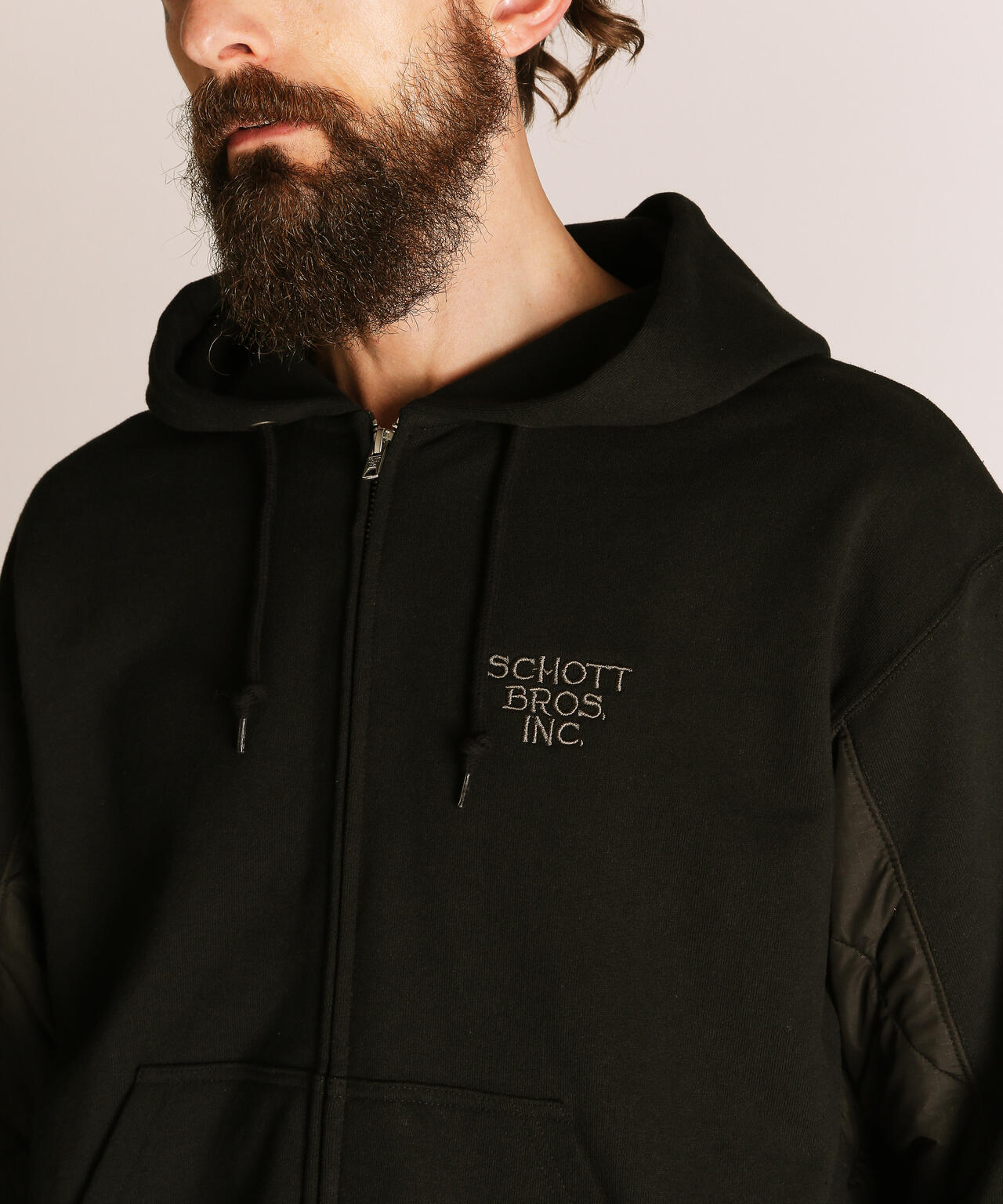 QUILTED COMBI. ZIP HOODED/キルティング コンビ ジップパーカー