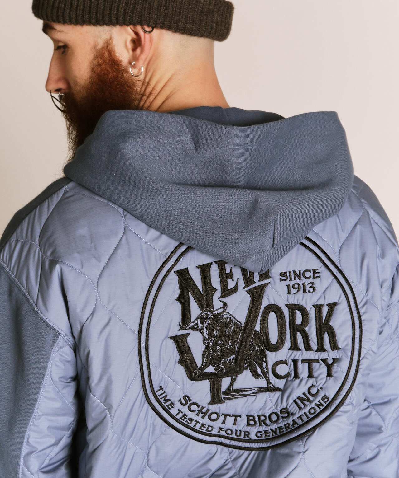 QUILTED COMBI. ZIP HOODED/キルティング コンビ ジップパーカー