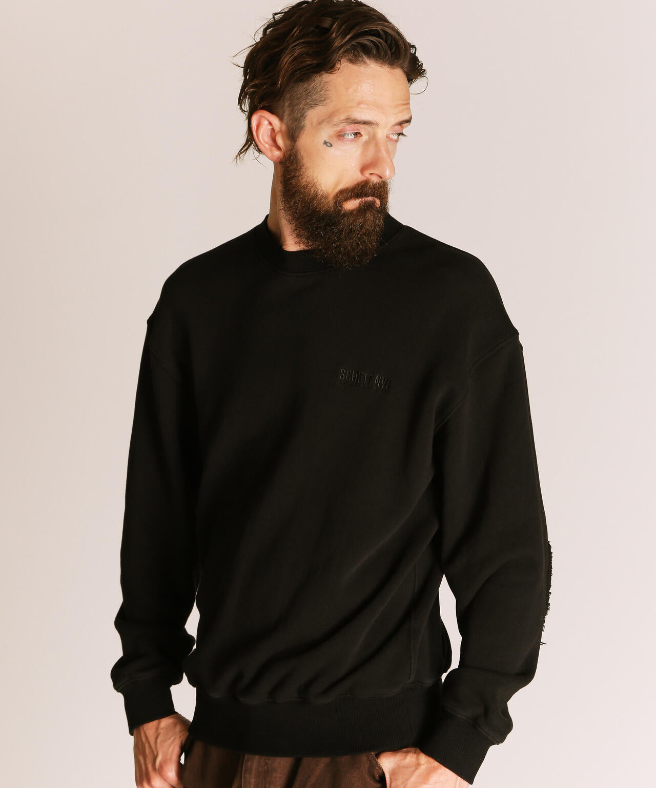 LEATHER ELBOW PATCH SWEAT/レザー エルボーパッチ スウェット
