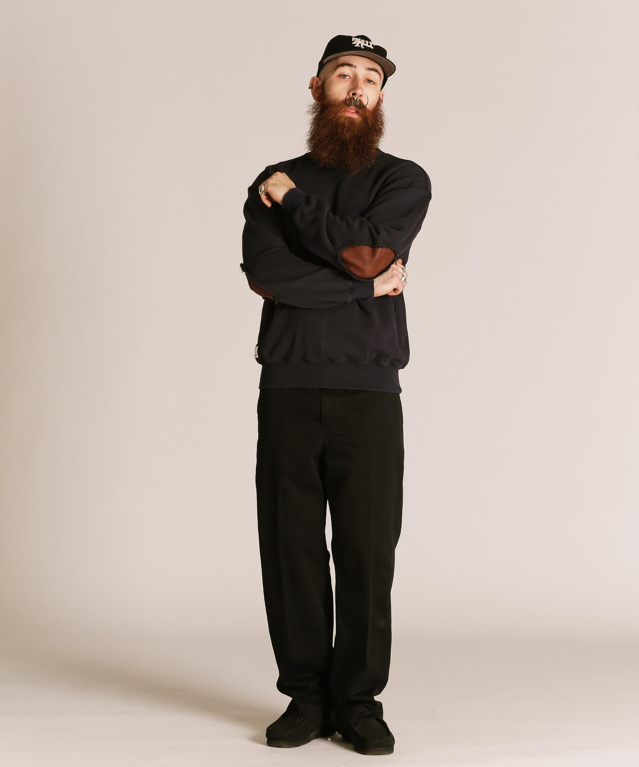 LEATHER ELBOW PATCH SWEAT/レザー エルボーパッチ スウェット