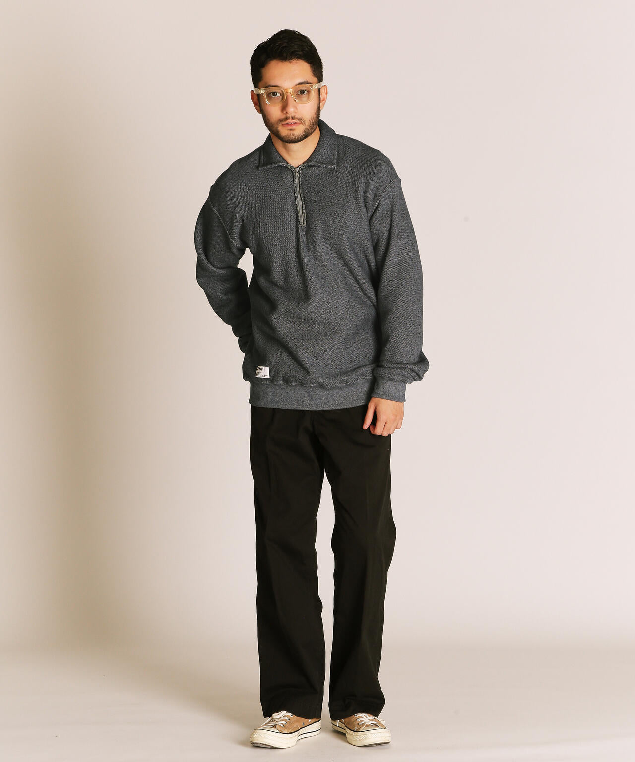 新品未使用Schott ソルトアンドペッパー ハーフジップスウェット SALT AND PEPPER HALF ZIP SWEAT/ソルト アンド ペッパー ハーフ