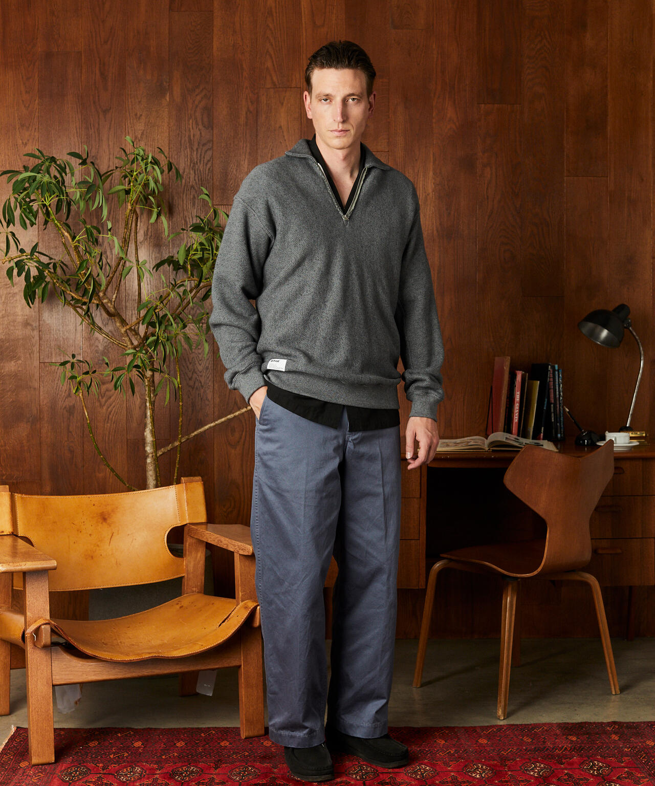 SALT AND PEPPER HALF ZIP SWEAT/ソルト アンド ペッパー ハーフ