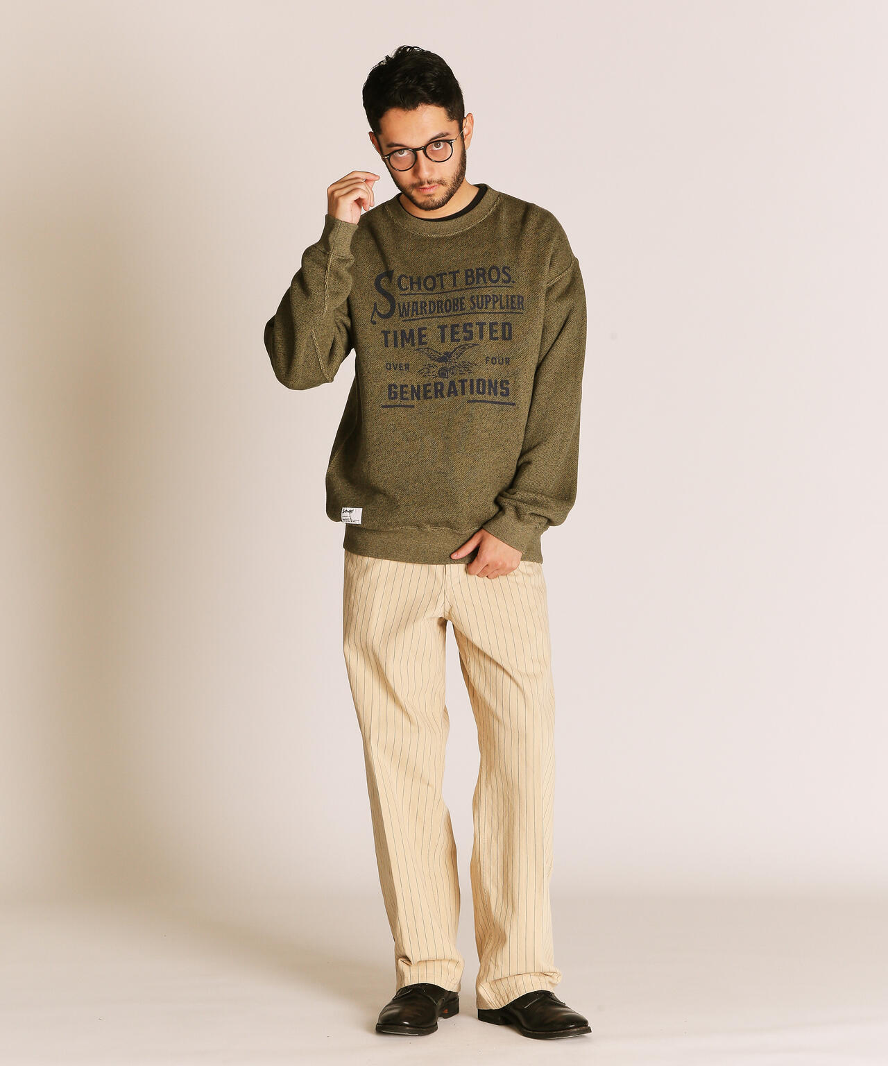SALT AND PEPPER CREW SWEAT TIMETESTED FOUR GENERATIONS | Schott