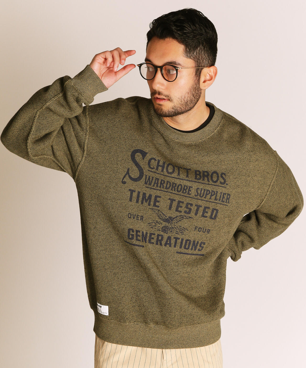 SALT AND PEPPER CREW SWEAT TIMETESTED FOUR GENERATIONS | Schott