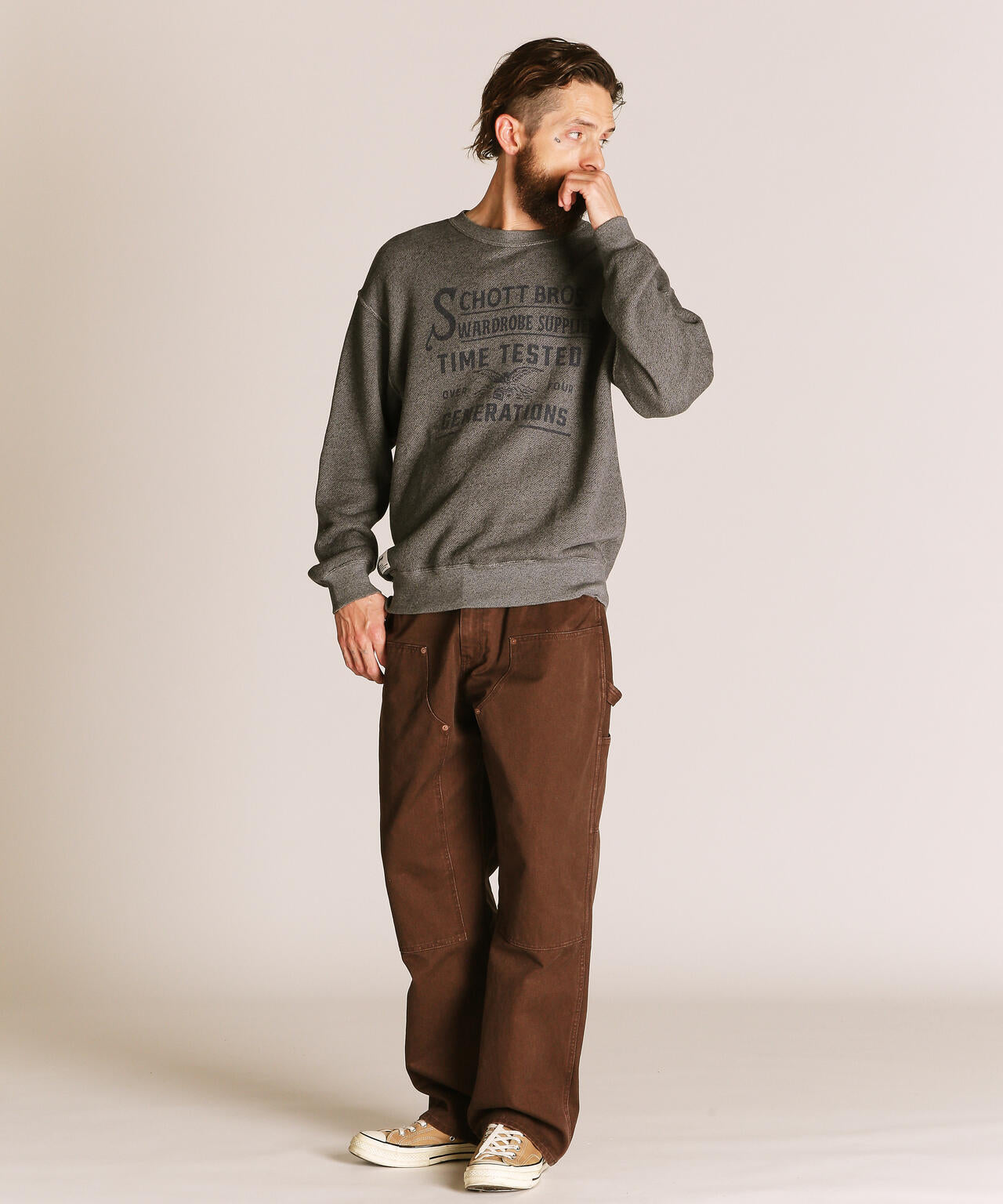 SALT AND PEPPER CREW SWEAT TIMETESTED FOUR GENERATIONS | Schott