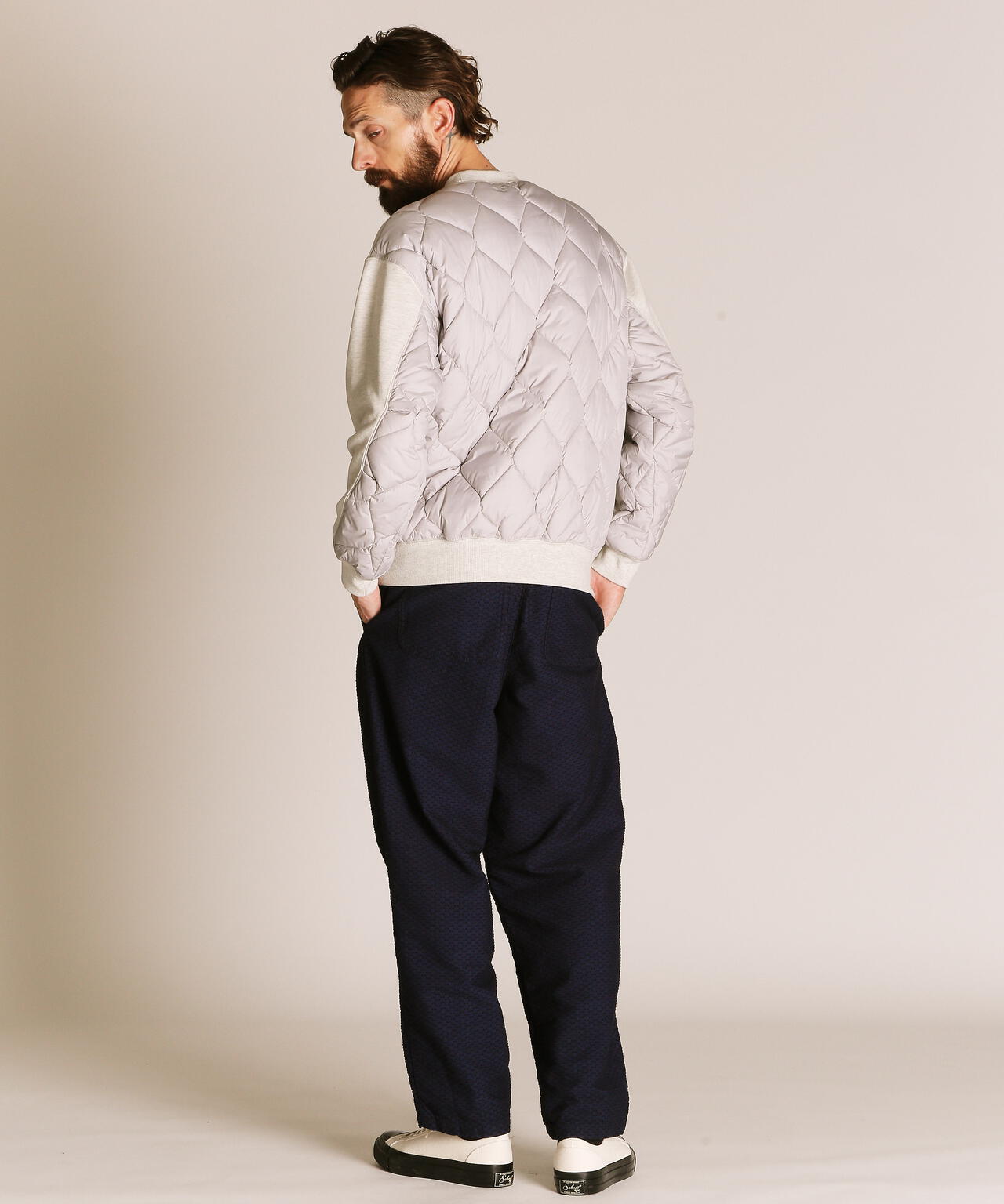 QUILTED COMBI. CREW SWEAT/キルティング コンビ クルースウェット