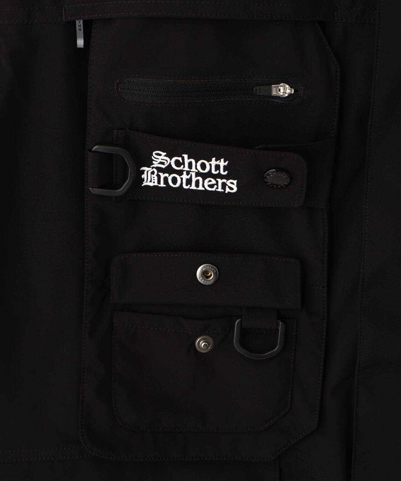 Schott ブラック パディングジャケット M B.S. HOODED JKT/ブラックシープ シェル ジャケット | Schott