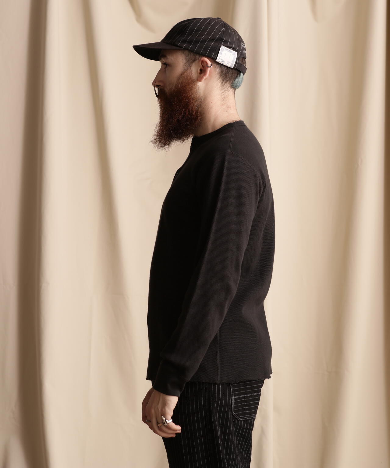 HONEYCOMB WAFFLE HENRY NECK T-SHIRT/ハニカムワッフル