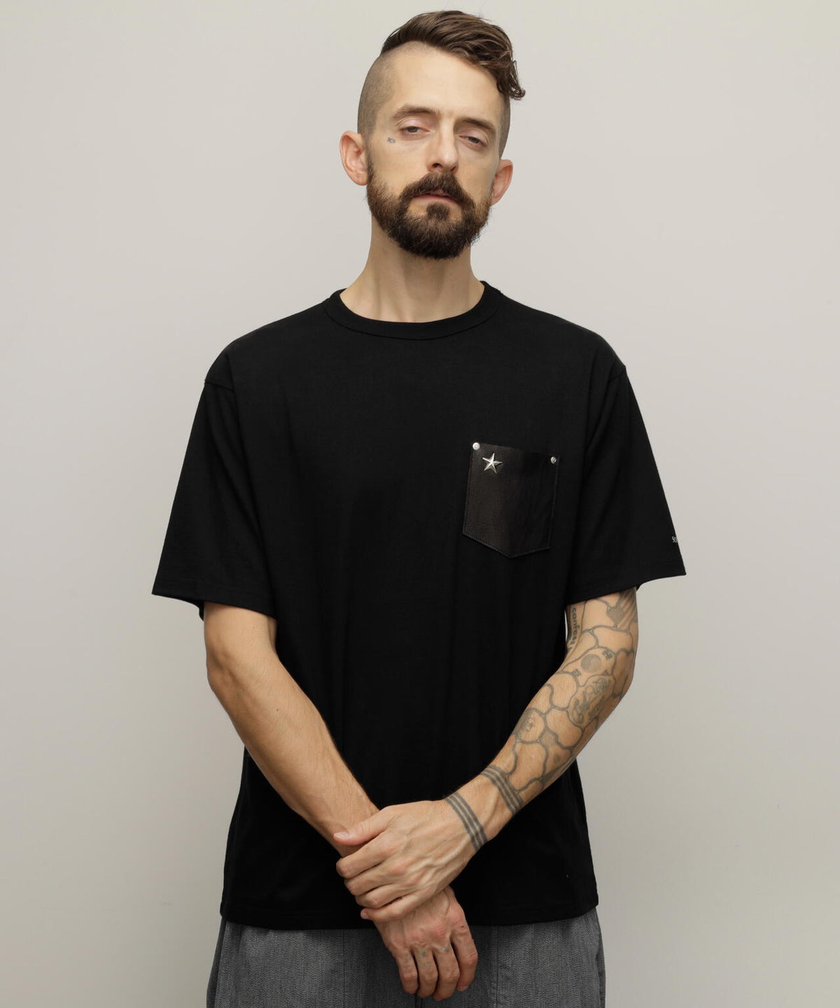 ONESTAR LEATHER POCKET T-SHIRT/ワンスターレザーポケット Tシャツ 