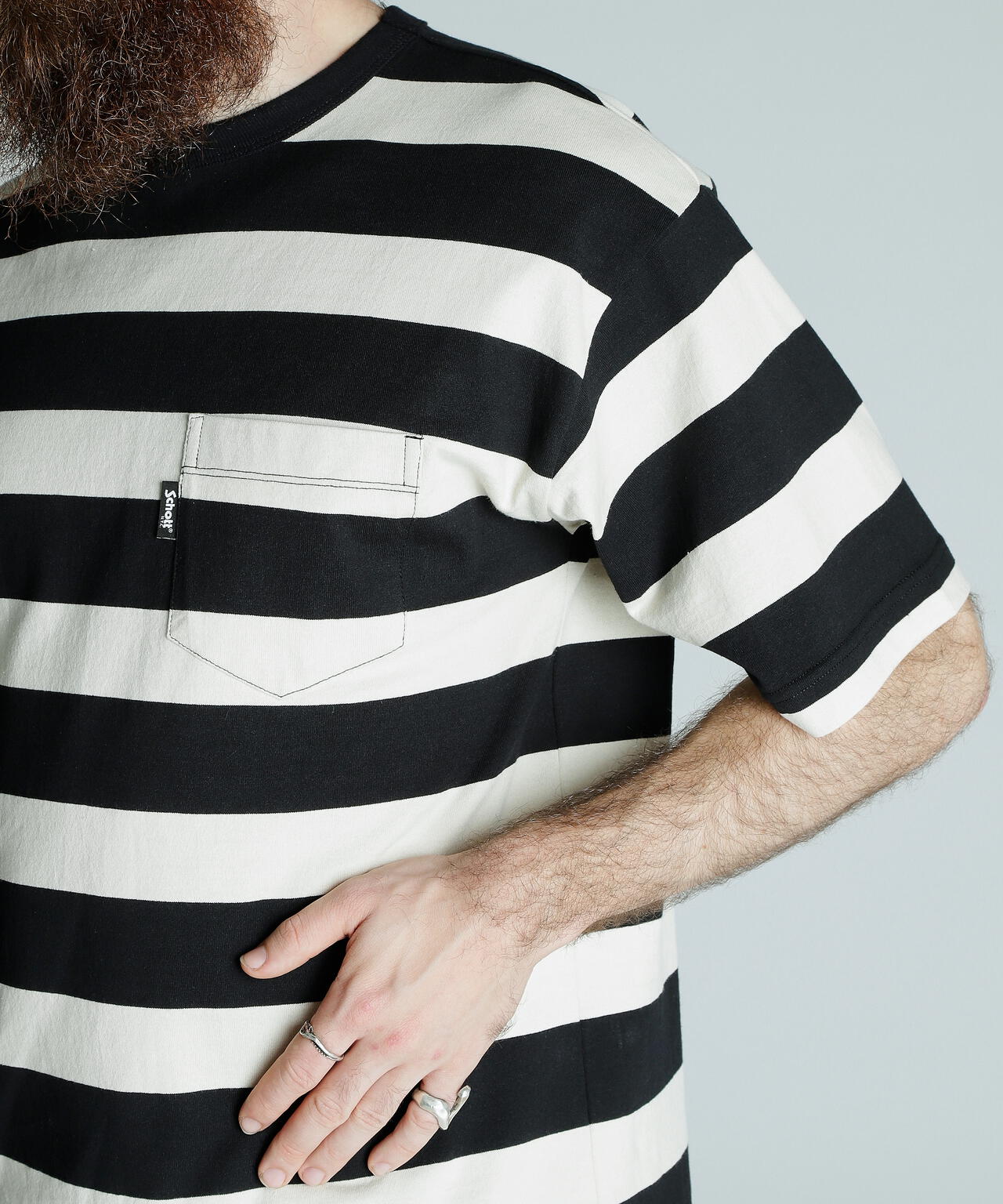 WIDE BORDER POCKET T-SHIRT/ワイドボーダーポケットTシャツ | Schott