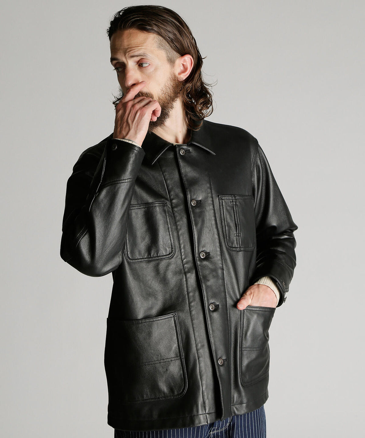 LAMB LEATHER COVERALL JACKET/ラムレザー カバーオール ジャケット 