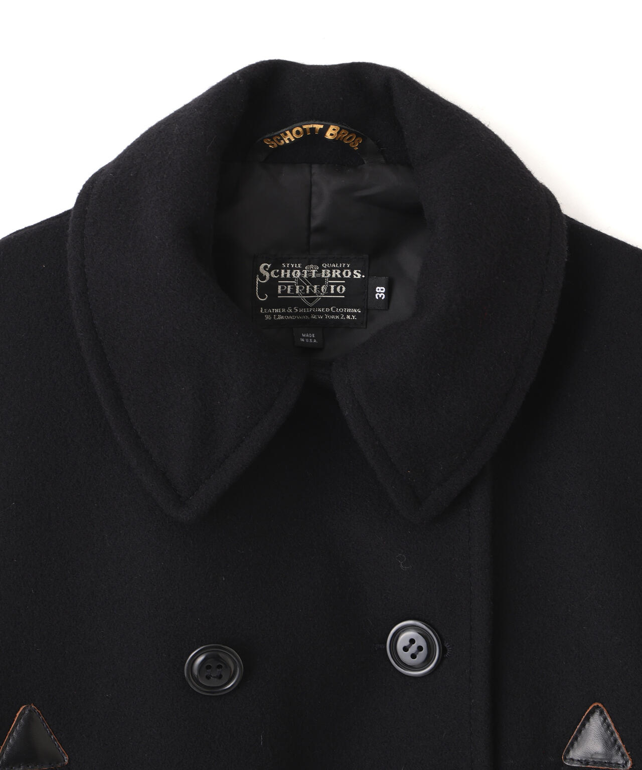 787US LEATHER COMB.  PEA JACKET/レザーコンビ ピージャケット