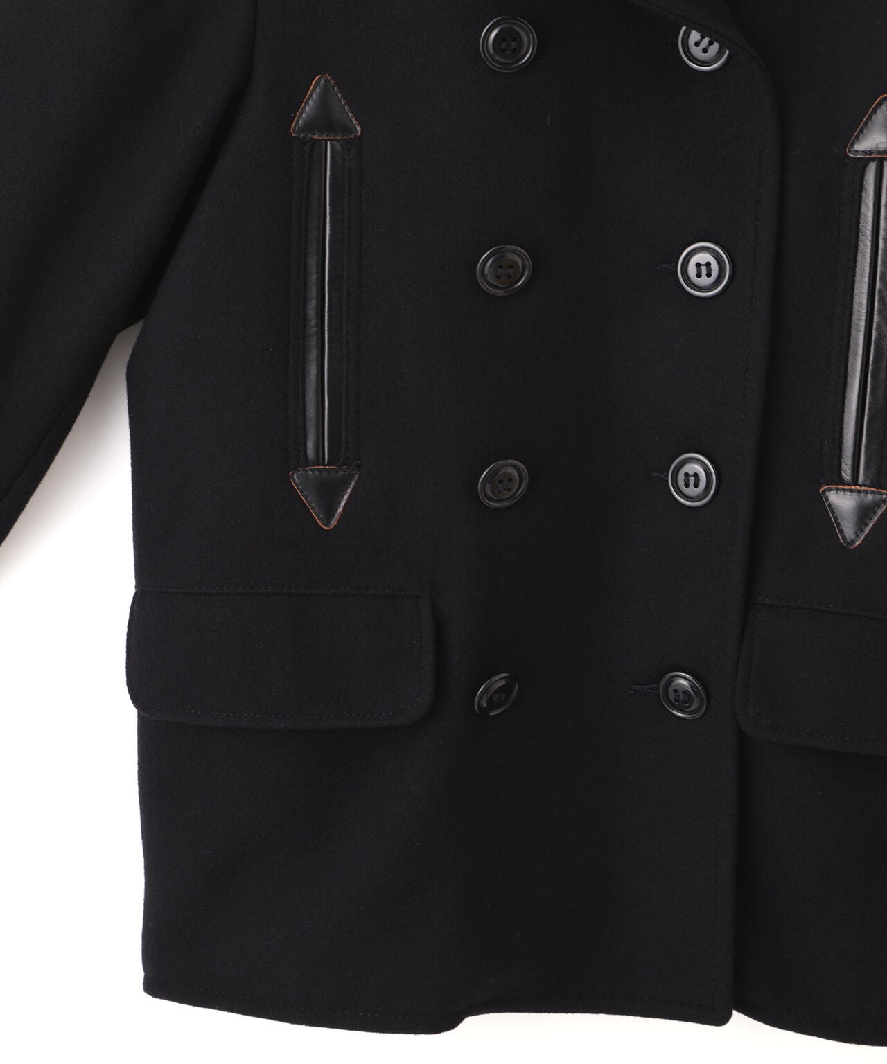 787US LEATHER COMB.  PEA JACKET/レザーコンビ ピージャケット