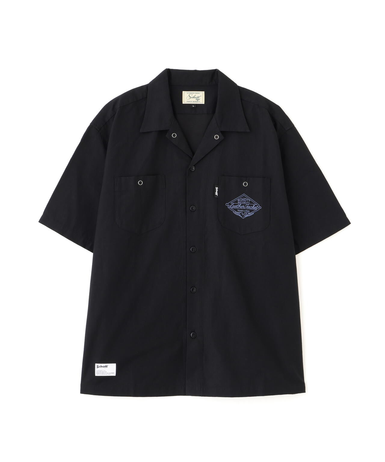 schott 半袖シャツ XL ブラック 刺繍ロゴ バック刺繍 NC SHIRT EMB/エヌシー 刺繍 シャツ | Schott（ショット） ｜【公式