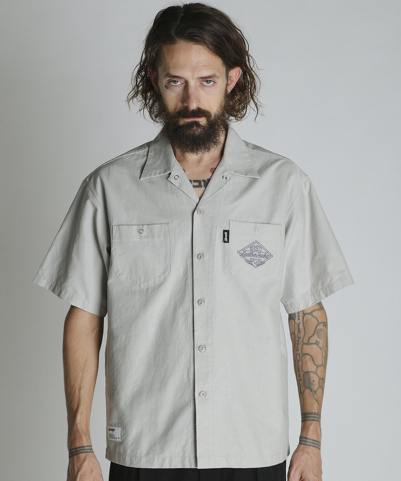 刺繍入りコットンシャツ NC SHIRT EMB/エヌシー 刺繍 シャツ | Schott（ショット） ｜【公式