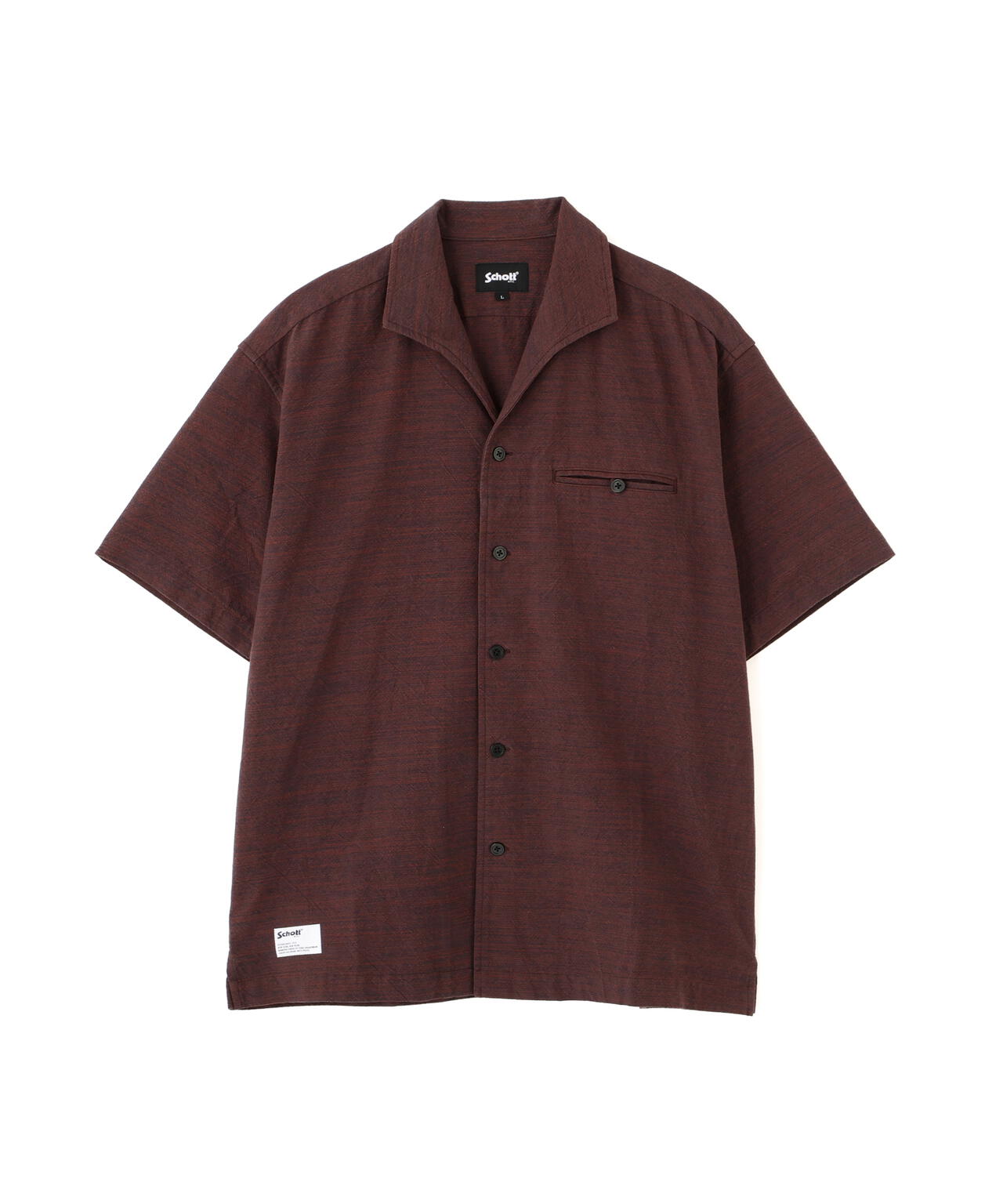Schott 半袖シャツ XL ブラウン MIX SHARK COLLAR SS SHIRT/ミックス シャークカラー 半袖シャツ