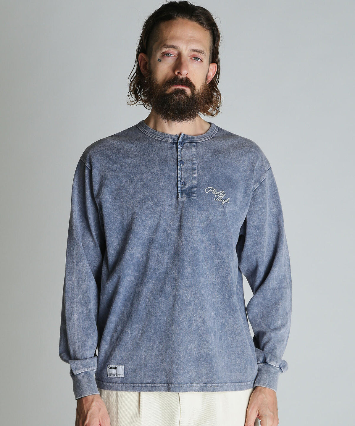 PLENTY TOUGH EMB. HENLEY LS T-SHIRT/プレンティタフ 刺繍ヘンリー 