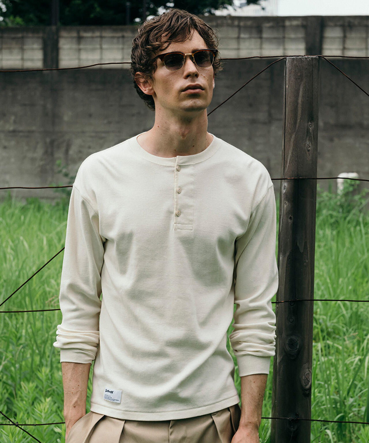 KNITTING HENLEY LS T-SHIRT/ニット ヘンリーロンT | Schott（ショット