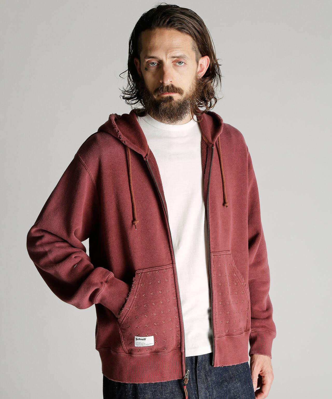 ASING ZIP HOODED SWEAT/エイジング ジップ スウェット