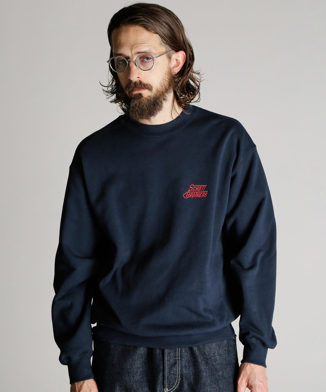 CREW SWEAT H.LOGO Schott BROS. EMB./クルー 刺繍スウェット ハート