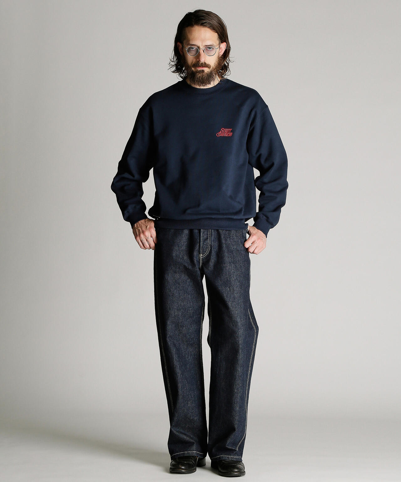 CREW SWEAT H.LOGO Schott BROS. EMB./クルー 刺繍スウェット ハート