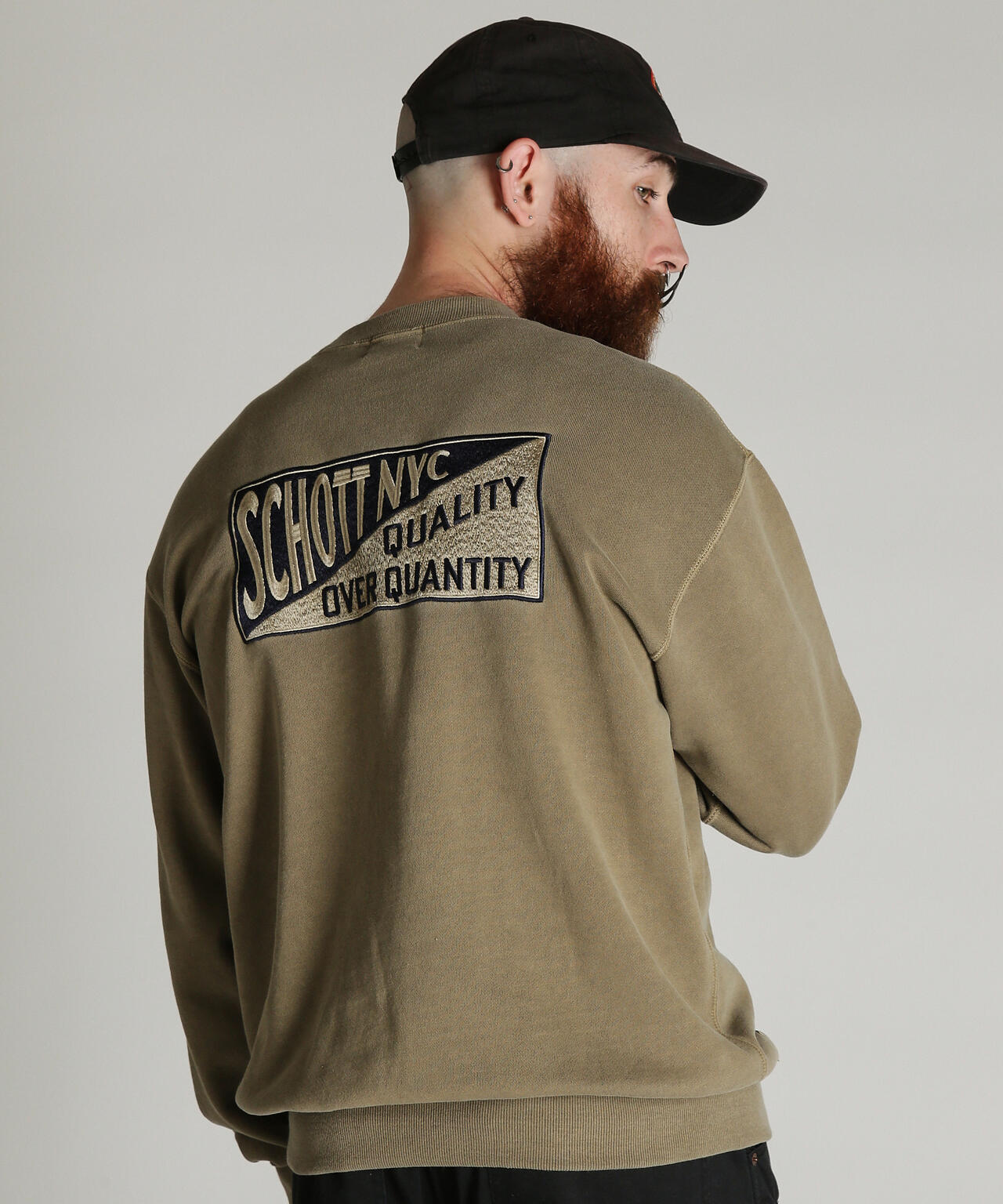 CREW SWEAT SQUARE Schott N.Y.C. EMB./クルー 刺繍スウェット