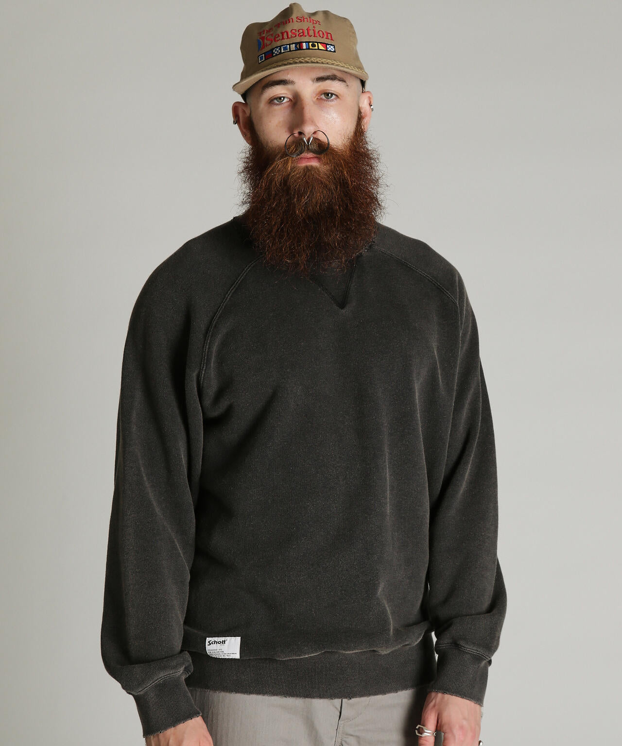 アットラスト ダブルVスウェット ブラック 38 ASING DOUBLE V SWEAT/エイジング ダブル V スウェット | Schott
